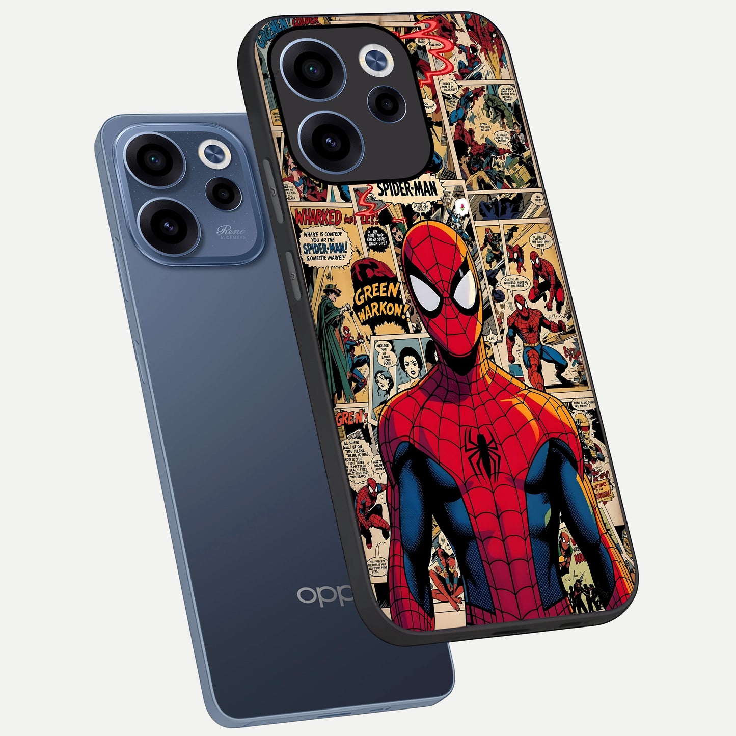  Aesthetic Spider phone case For Oppo Reno 15c showing premium glass back cover with detailed artwork