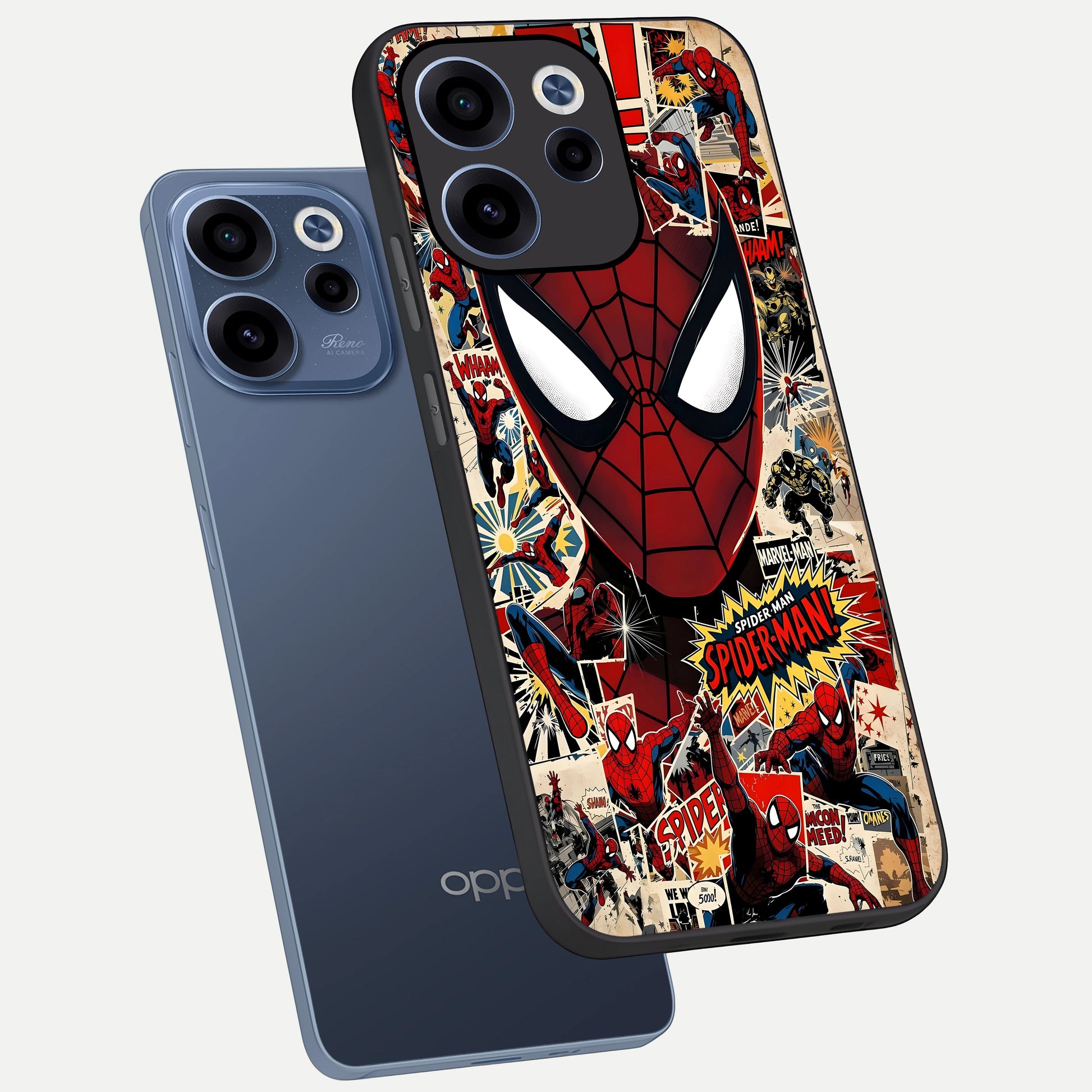  Aesthetic Wonder Spider phone case For Oppo Reno 15c showing premium glass back cover with detailed artwork