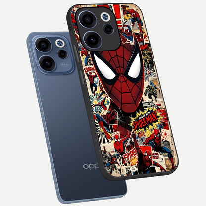  Aesthetic Wonder Spider phone case For Oppo Reno 15c showing premium glass back cover with detailed artwork