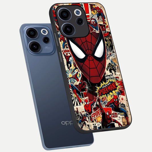  Aesthetic Wonder Spider phone case For Oppo Reno 15c showing premium glass back cover with detailed artwork