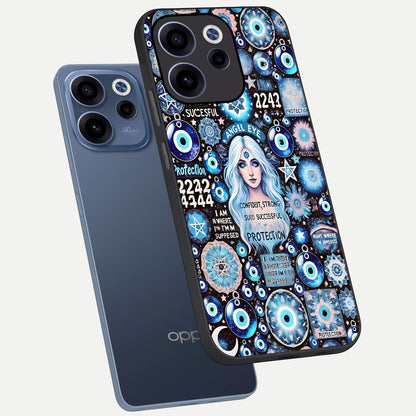  Angel Aura Shield phone case For Oppo Reno 15c showing premium glass back cover with detailed artwork
