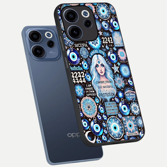  Angel Aura Shield phone case For Oppo Reno 15c showing premium glass back cover with detailed artwork