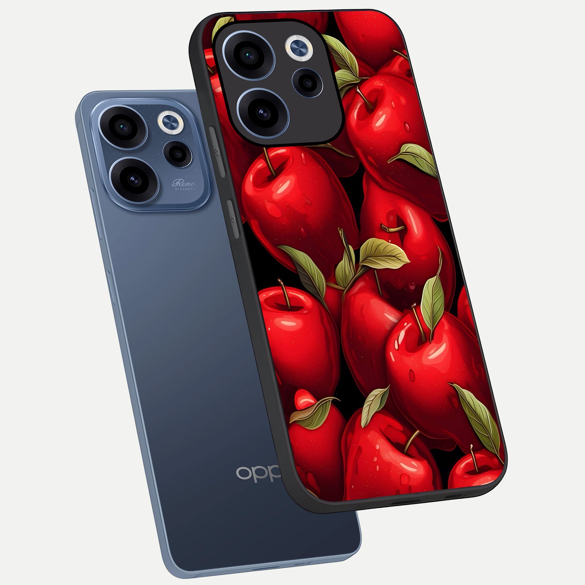  Apple Pattern phone case For Oppo Reno 15c showing premium glass back cover with detailed artwork