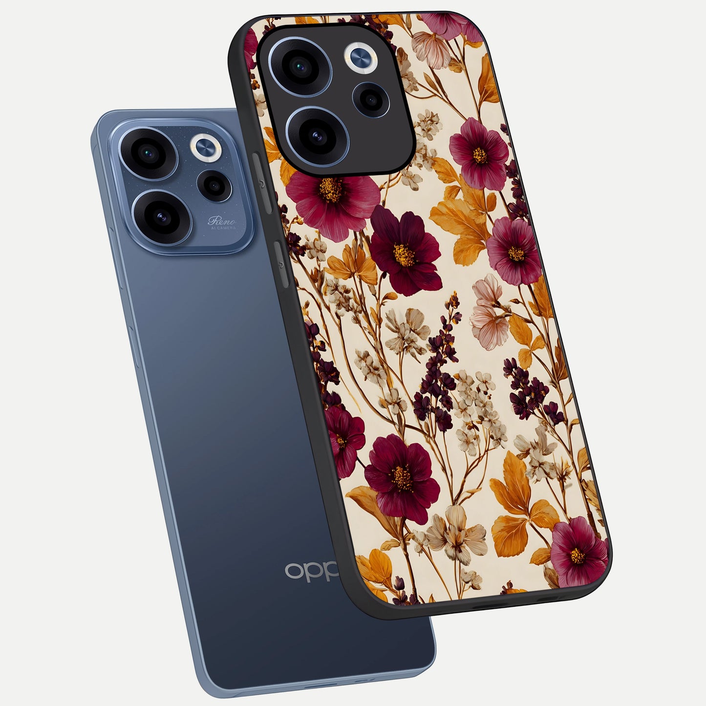  Autumn Wine Bloom phone case For Oppo Reno 15c showing premium glass back cover with detailed artwork