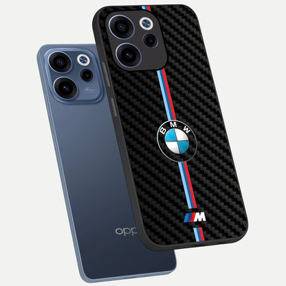  BMW Pattern phone case For Oppo Reno 15c showing premium glass back cover with detailed artwork