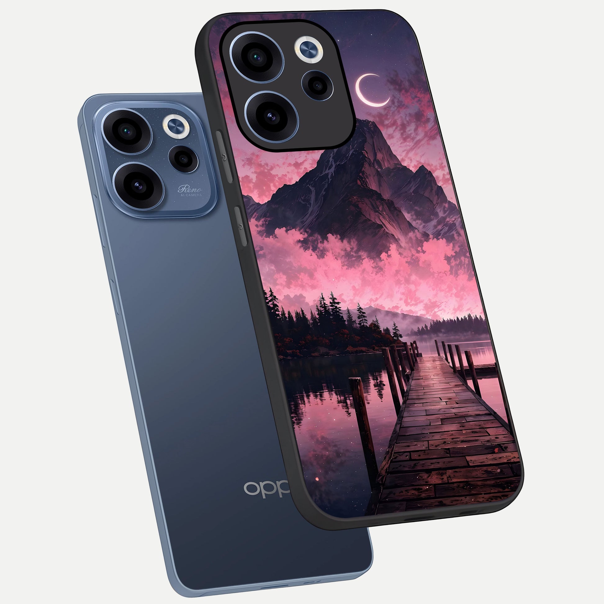  Beautiful Mountain View phone case For Oppo Reno 15c showing premium glass back cover with detailed artwork
