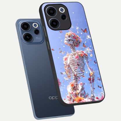  Bloom Beyond Bones phone case For Oppo Reno 15c showing premium glass back cover with detailed artwork