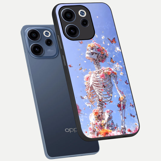  Bloom Beyond Bones phone case For Oppo Reno 15c showing premium glass back cover with detailed artwork