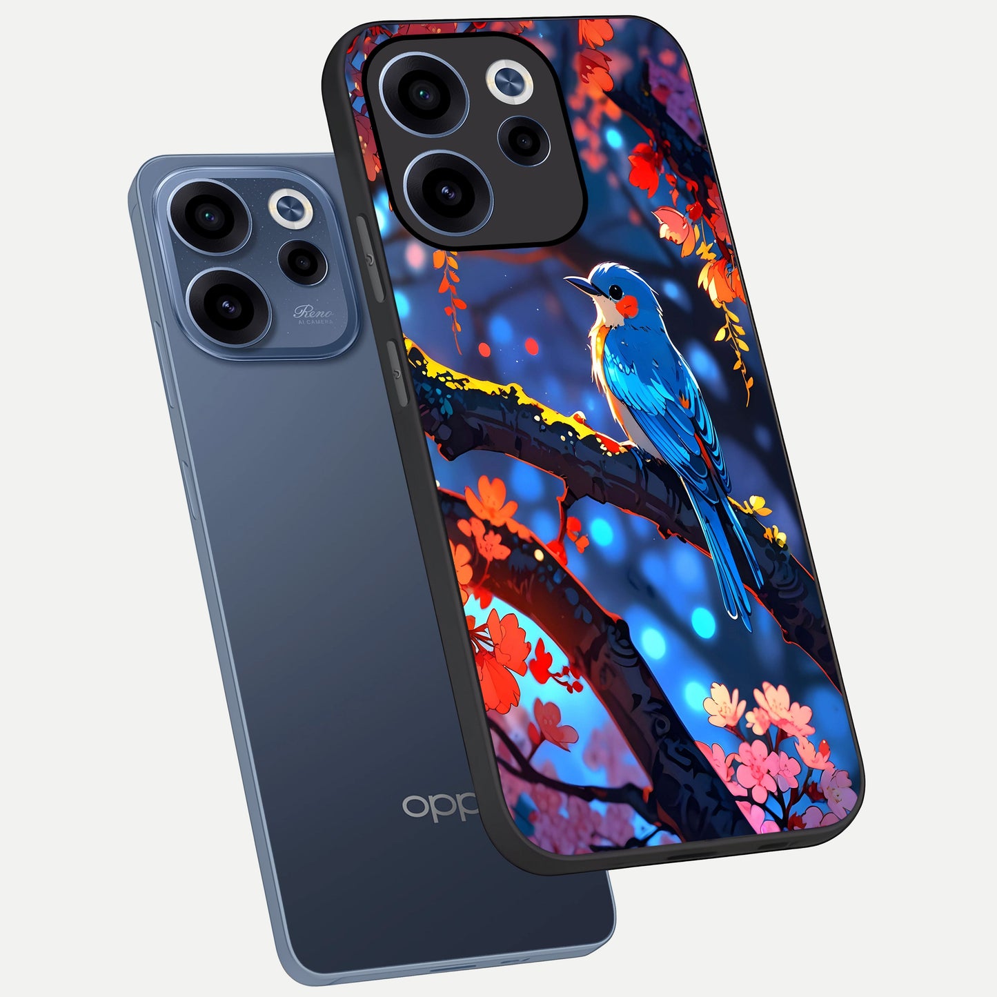  Blooming Water Drift phone case For Oppo Reno 15c showing premium glass back cover with detailed artwork