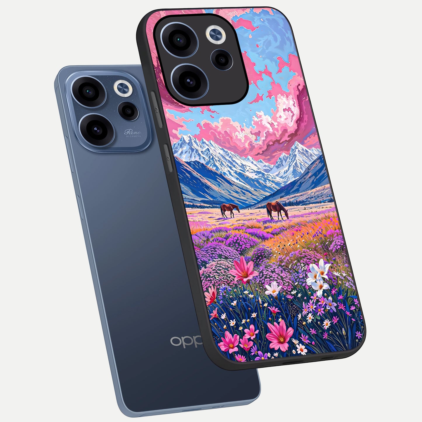  Blossom Valley Dream phone case For Oppo Reno 15c showing premium glass back cover with detailed artwork