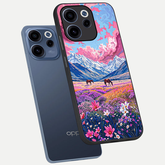  Blossom Valley Dream phone case For Oppo Reno 15c showing premium glass back cover with detailed artwork