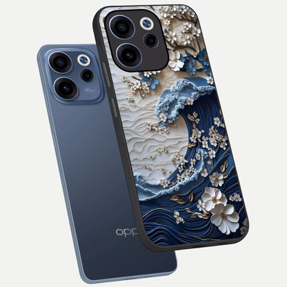  Blossom Wave Art phone case For Oppo Reno 15c showing premium glass back cover with detailed artwork