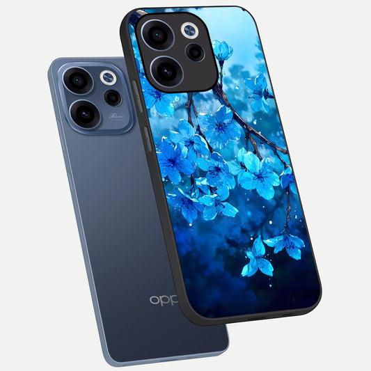  Blue Blossoms Branch phone case For Oppo Reno 15c showing premium glass back cover with detailed artwork