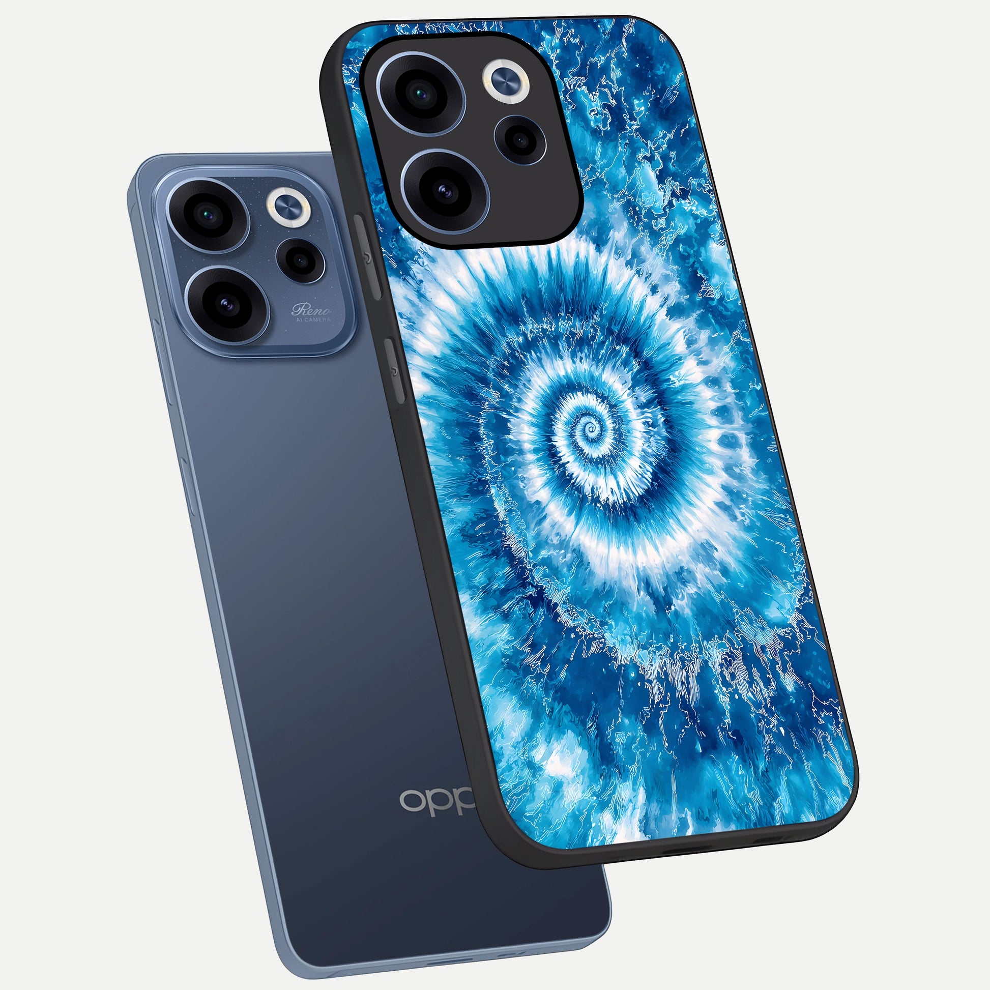  Blue Galaxy Wave phone case For Oppo Reno 15c showing premium glass back cover with detailed artwork
