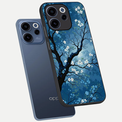  Blue Tree Serenity phone case For Oppo Reno 15c showing premium glass back cover with detailed artwork