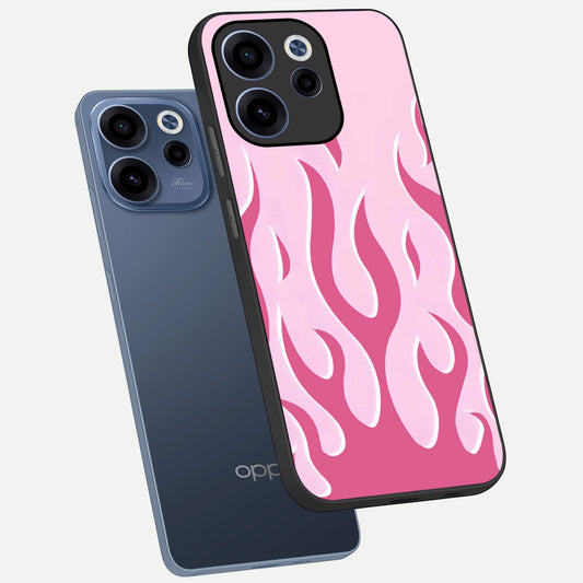  Blush Flame Energy phone case For Oppo Reno 15c showing premium glass back cover with detailed artwork
