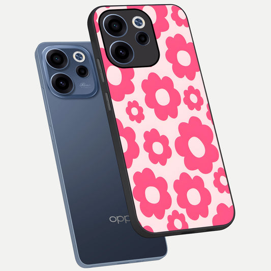  Blush Flower Pop phone case For Oppo Reno 15c showing premium glass back cover with detailed artwork