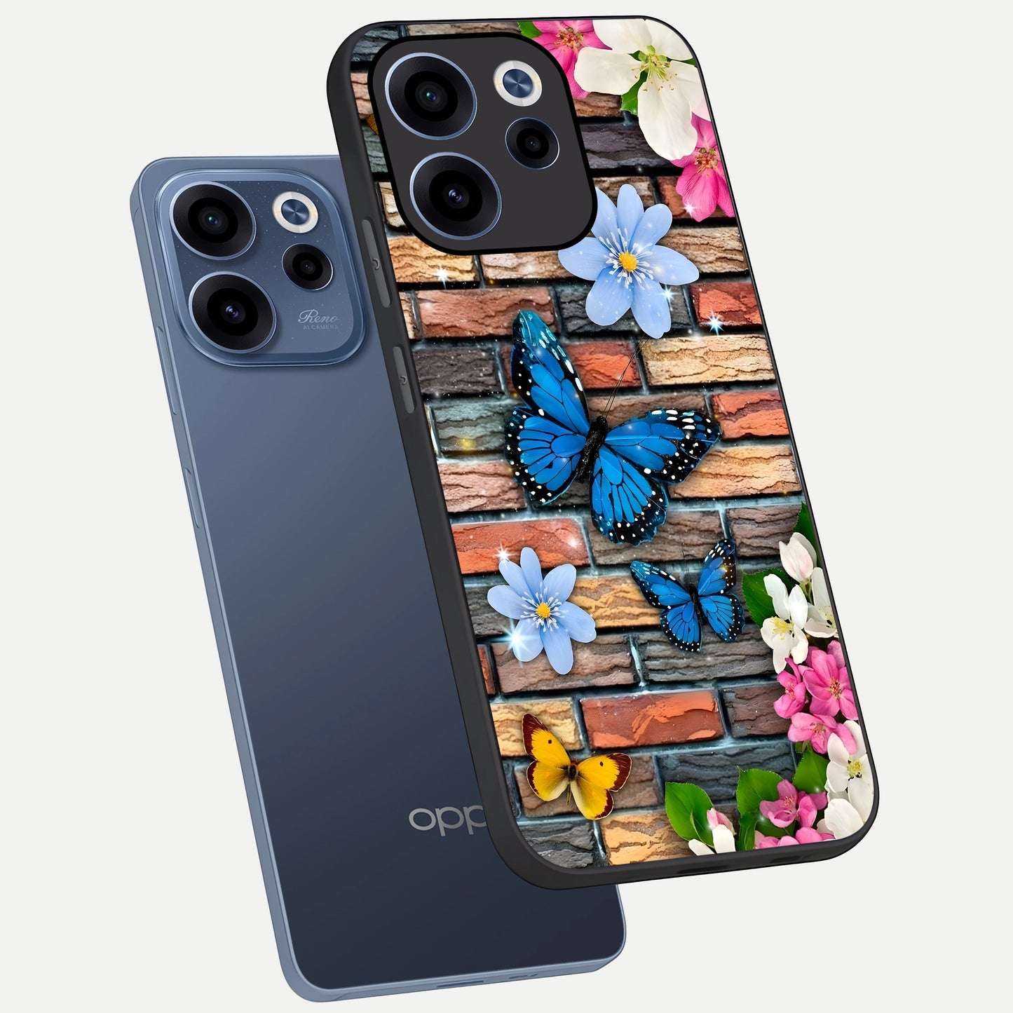  Brick Bloom Flight phone case For Oppo Reno 15c showing premium glass back cover with detailed artwork