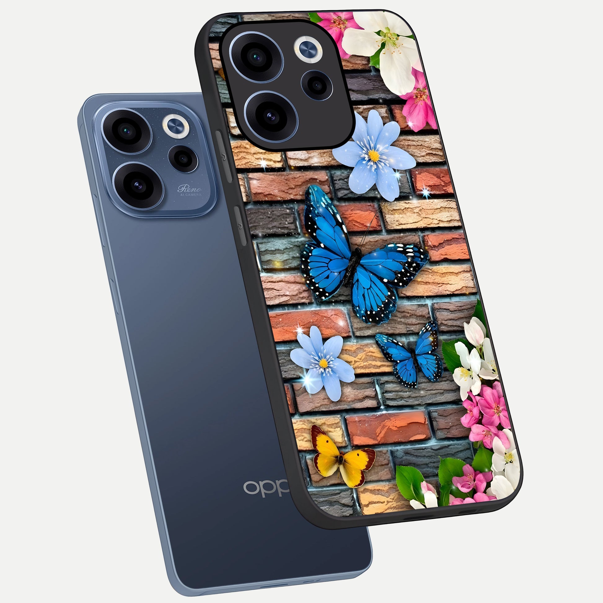  Brick Bloom Flight phone case For Oppo Reno 15c showing premium glass back cover with detailed artwork