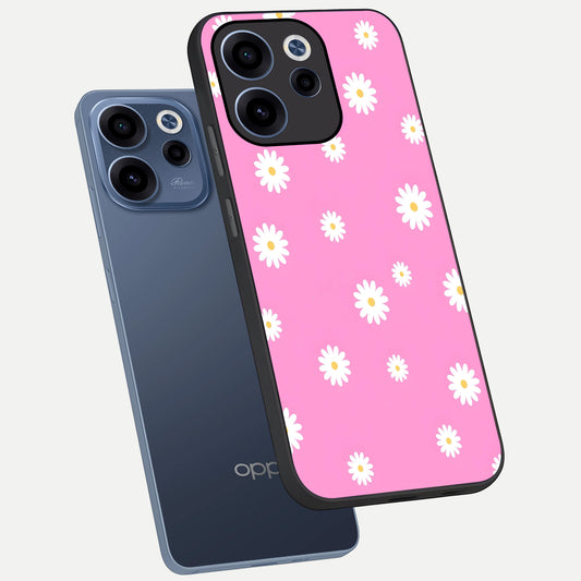  Bubblegum Daisy Pop phone case For Oppo Reno 15c showing premium glass back cover with detailed artwork