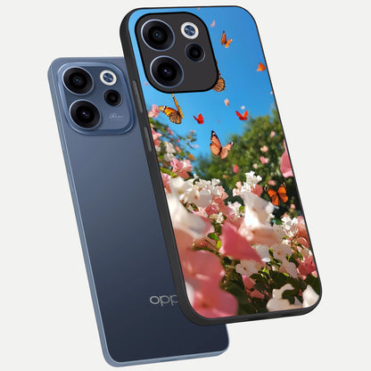  Butterflies In Bloom Sky phone case For Oppo Reno 15c showing premium glass back cover with detailed artwork