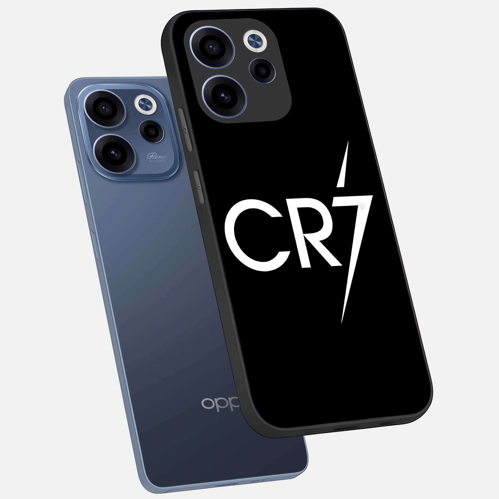  CR7 Elite Strike phone case For Oppo Reno 15c showing premium glass back cover with detailed artwork