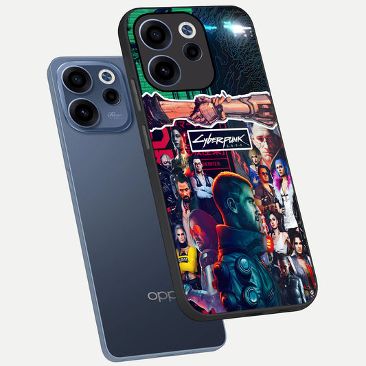  CYBERPUNK Legacy phone case For Oppo Reno 15c showing premium glass back cover with detailed artwork