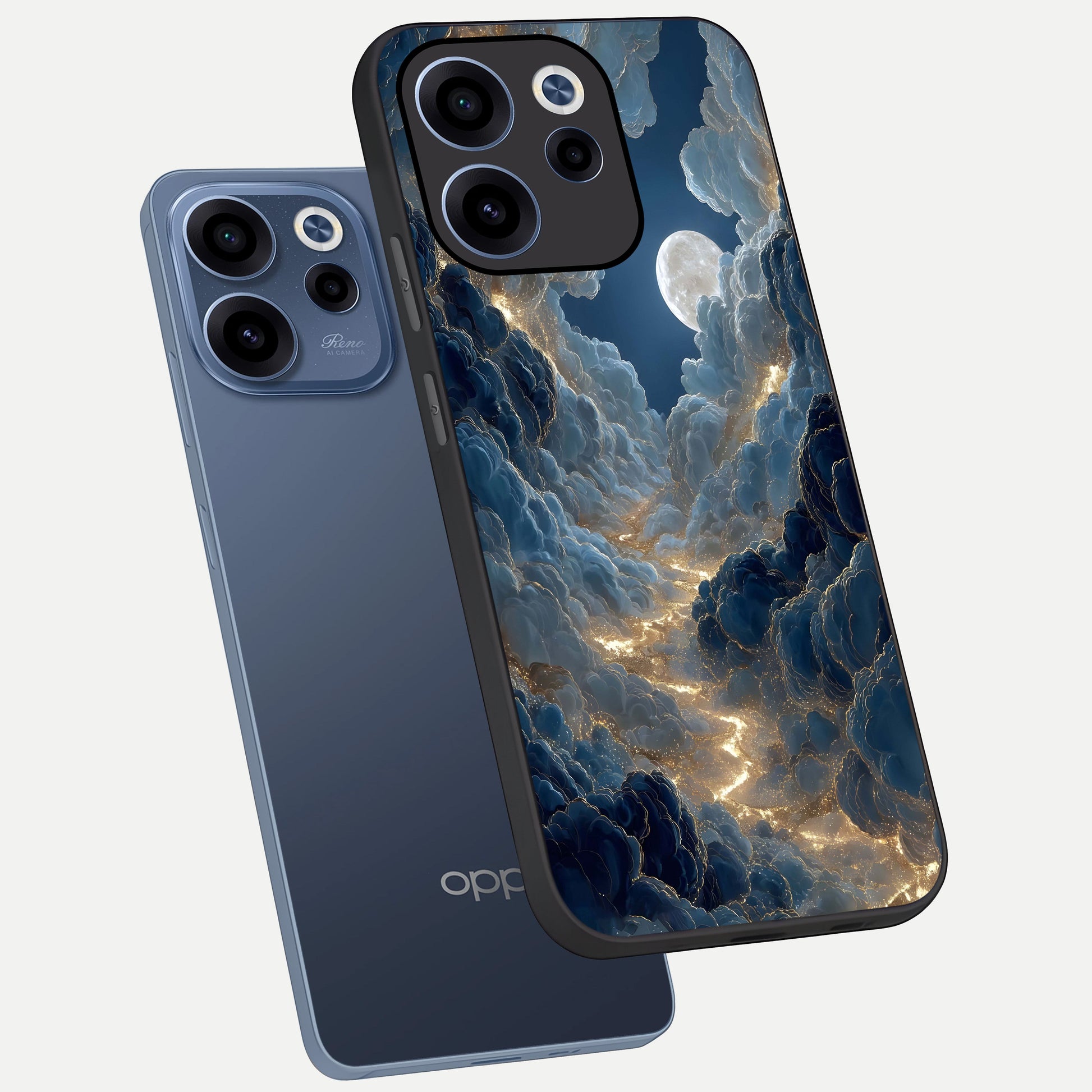  Celestial Cloud Road phone case For Oppo Reno 15c showing premium glass back cover with detailed artwork