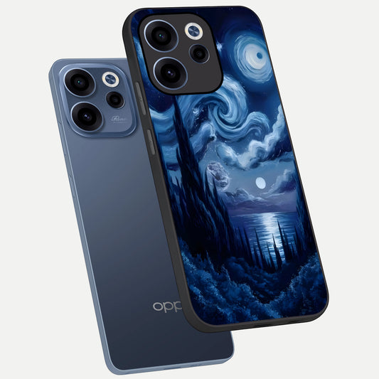  Celestial Dream Van Gogh phone case For Oppo Reno 15c showing premium glass back cover with detailed artwork