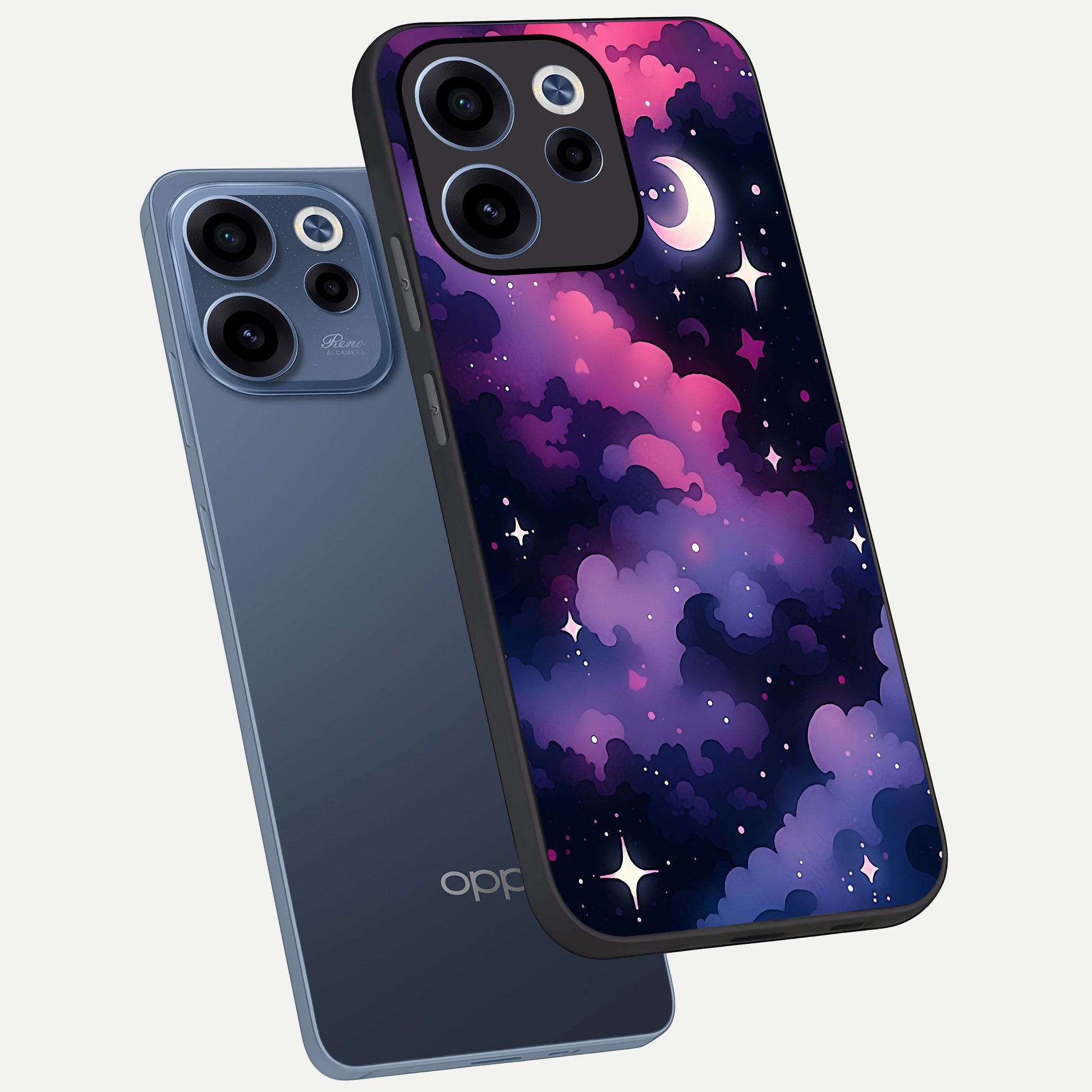  Celestial Moon Magic phone case For Oppo Reno 15c showing premium glass back cover with detailed artwork