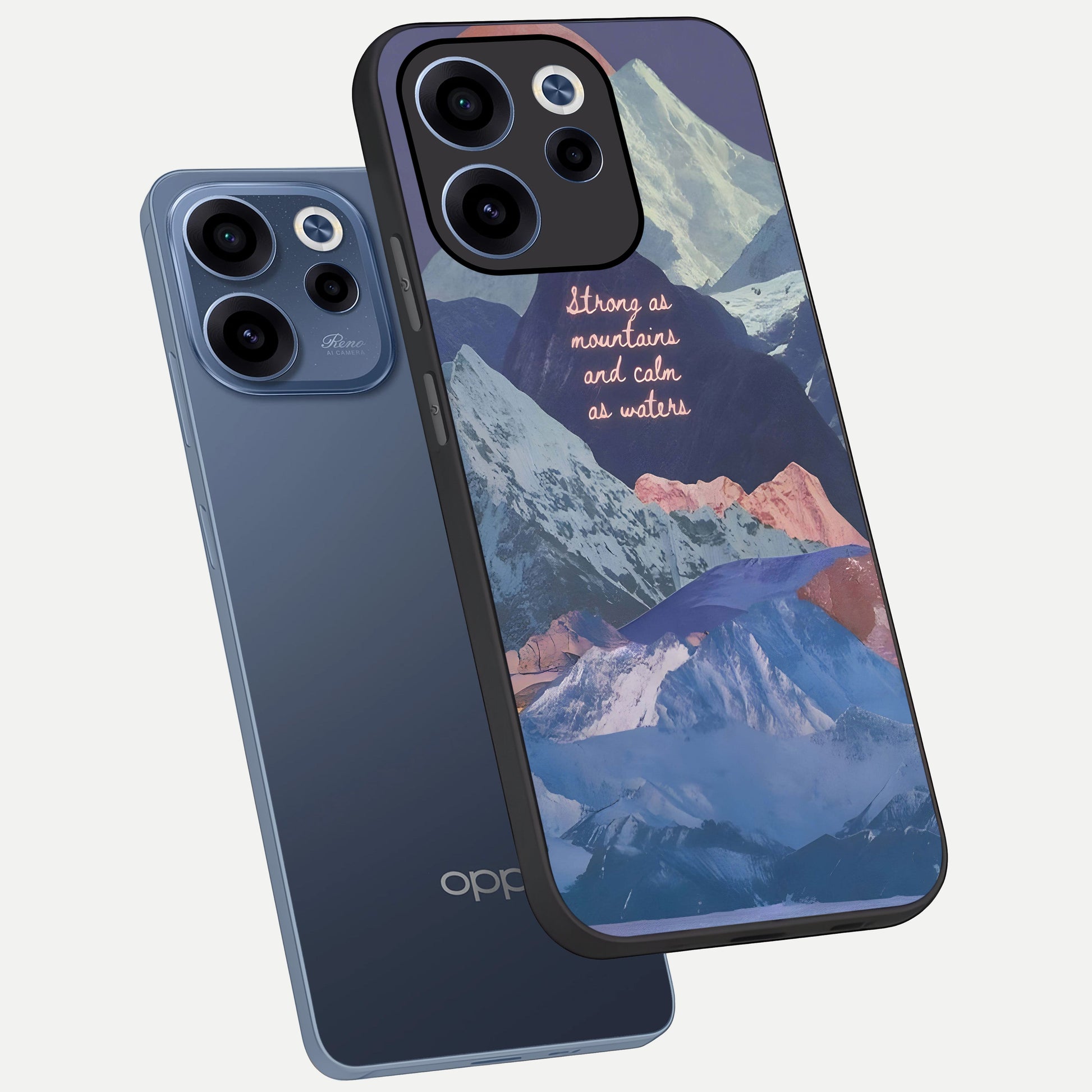  Celestial Mountain Calm phone case For Oppo Reno 15c showing premium glass back cover with detailed artwork