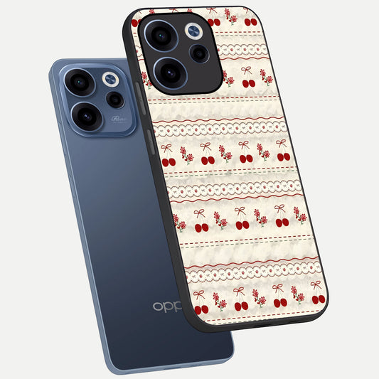  Cherry Bloom Charm phone case For Oppo Reno 15c showing premium glass back cover with detailed artwork