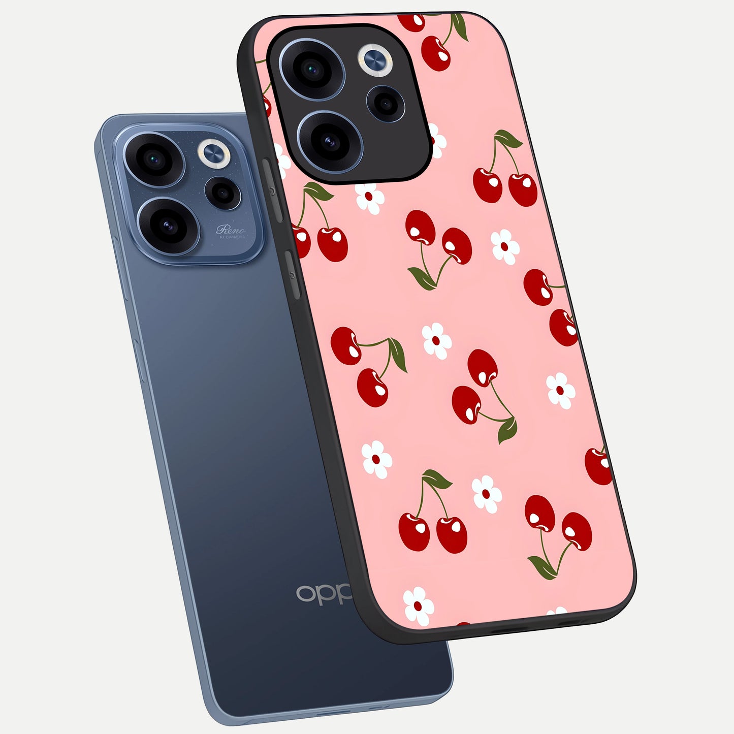  Cherry Love Mood phone case For Oppo Reno 15c showing premium glass back cover with detailed artwork