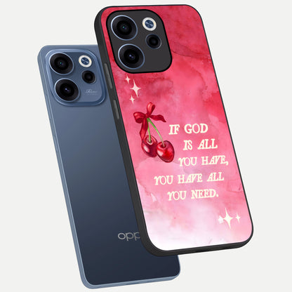  Cherry Quote phone case For Oppo Reno 15c showing premium glass back cover with detailed artwork