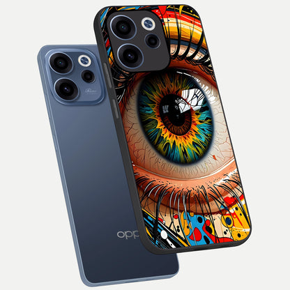  Colorful Eye phone case For Oppo Reno 15c showing premium glass back cover with detailed artwork