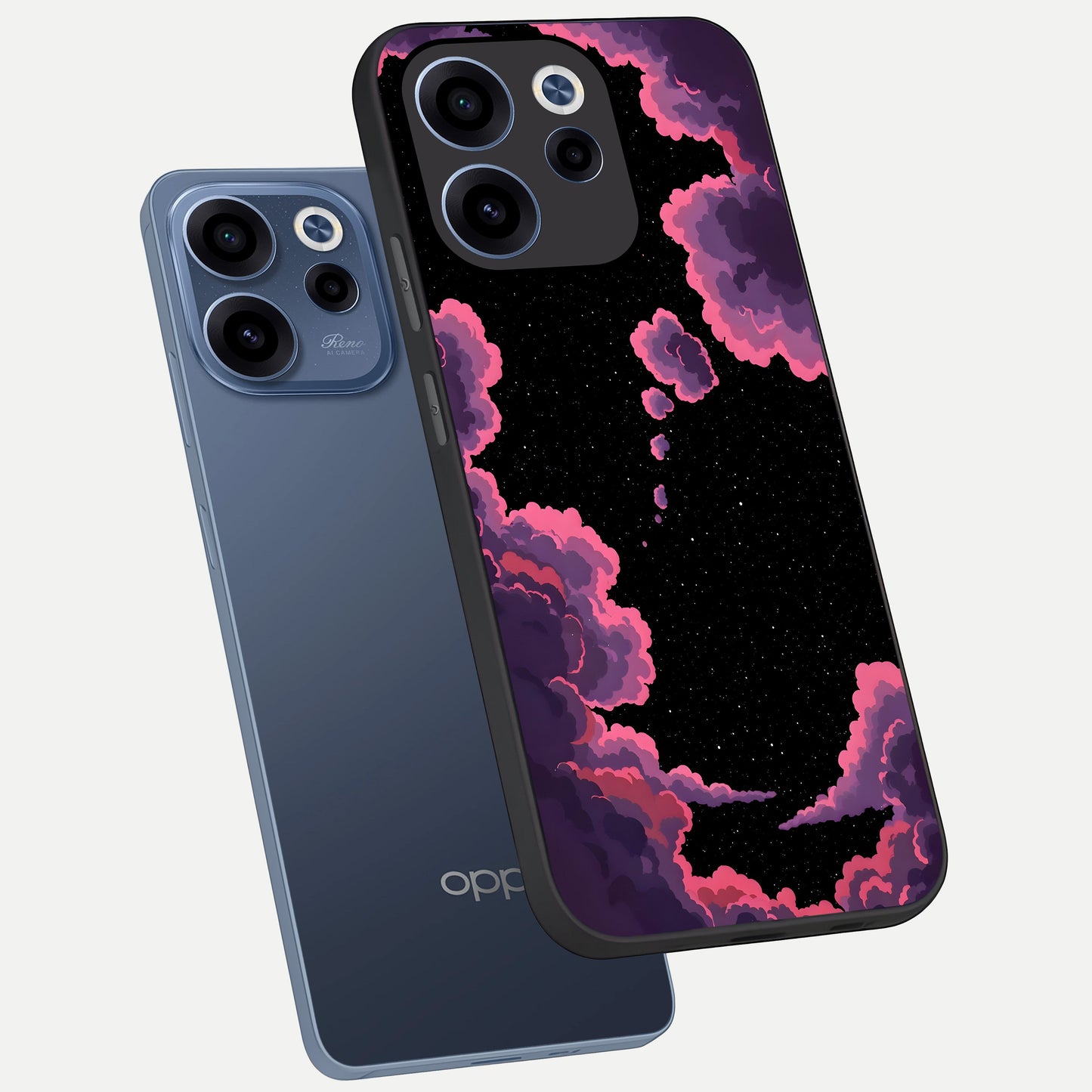  Cosmic Cloud Journey phone case For Oppo Reno 15c showing premium glass back cover with detailed artwork