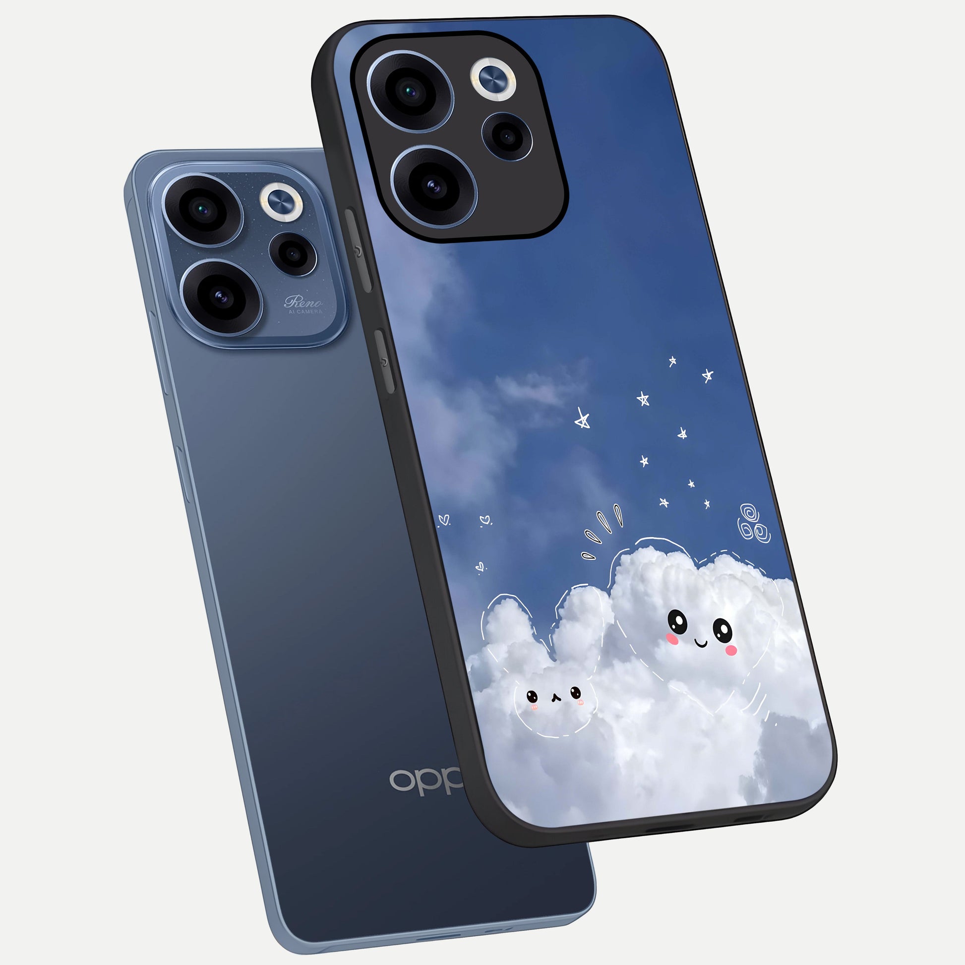  Cute Blossom Cloud phone case For Oppo Reno 15c showing premium glass back cover with detailed artwork