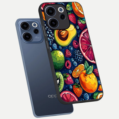  Cute Fruits Art phone case For Oppo Reno 15c showing premium glass back cover with detailed artwork