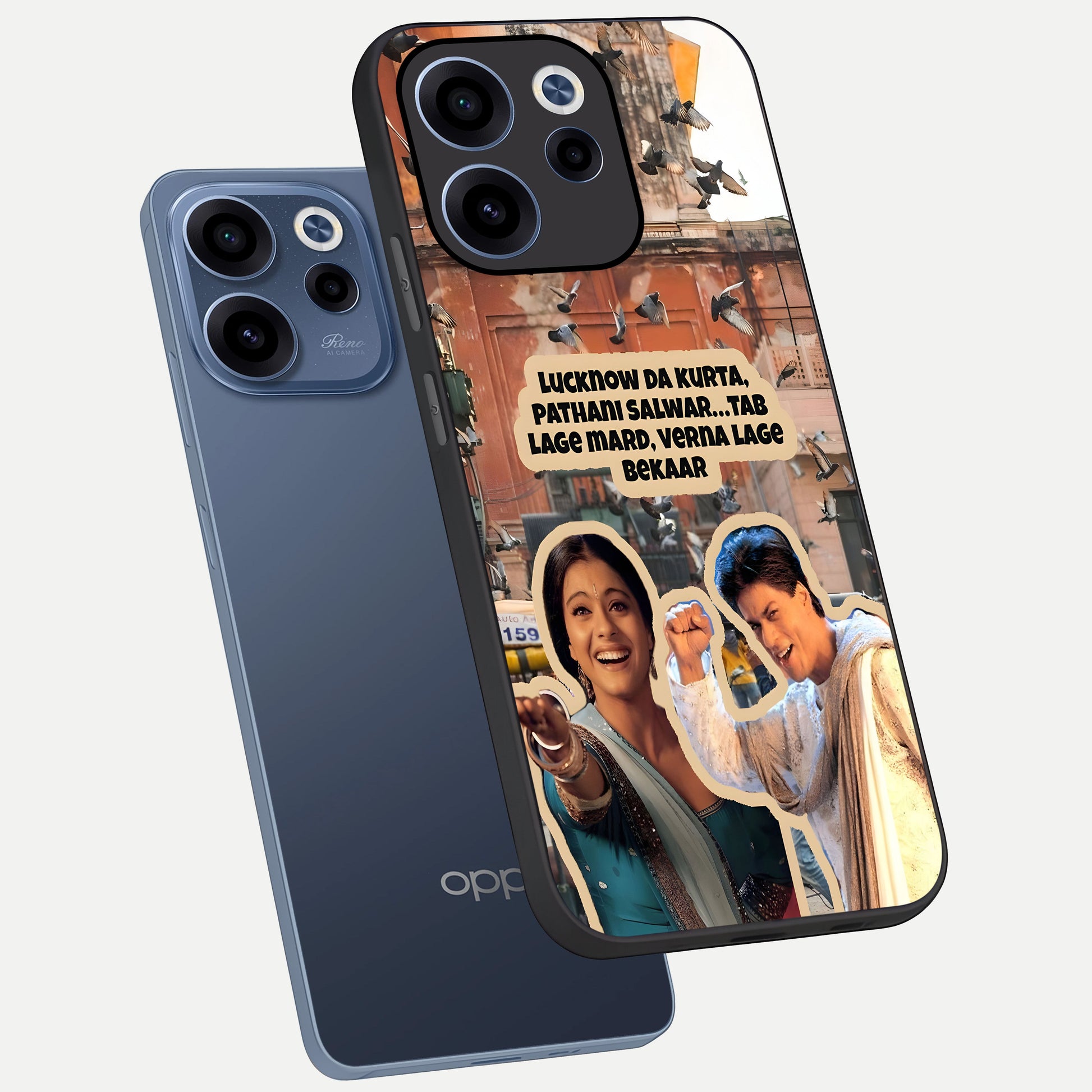  Desi Retro Vibes phone case For Oppo Reno 15c showing premium glass back cover with detailed artwork