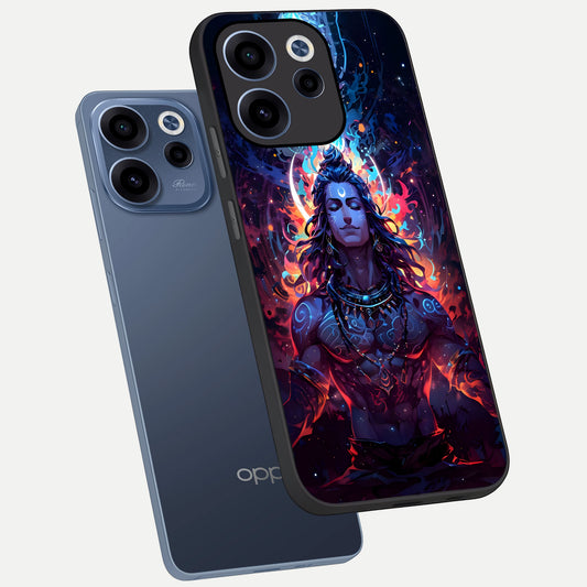  Divine Fire Shiv phone case For Oppo Reno 15c showing premium glass back cover with detailed artwork