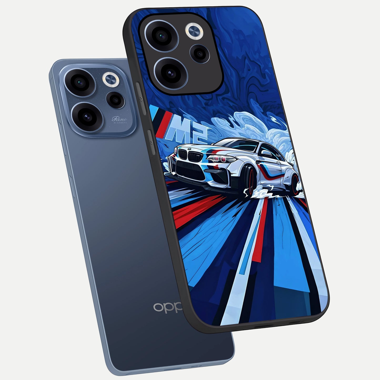  Drift Power Rush phone case For Oppo Reno 15c showing premium glass back cover with detailed artwork