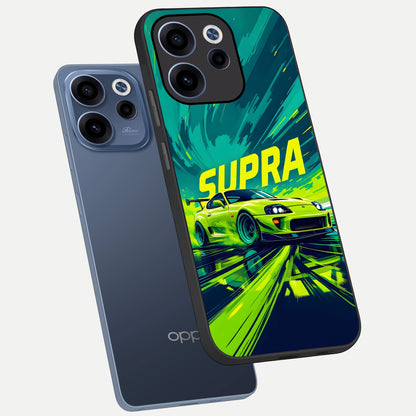  Electric Supra Thunder phone case For Oppo Reno 15c showing premium glass back cover with detailed artwork