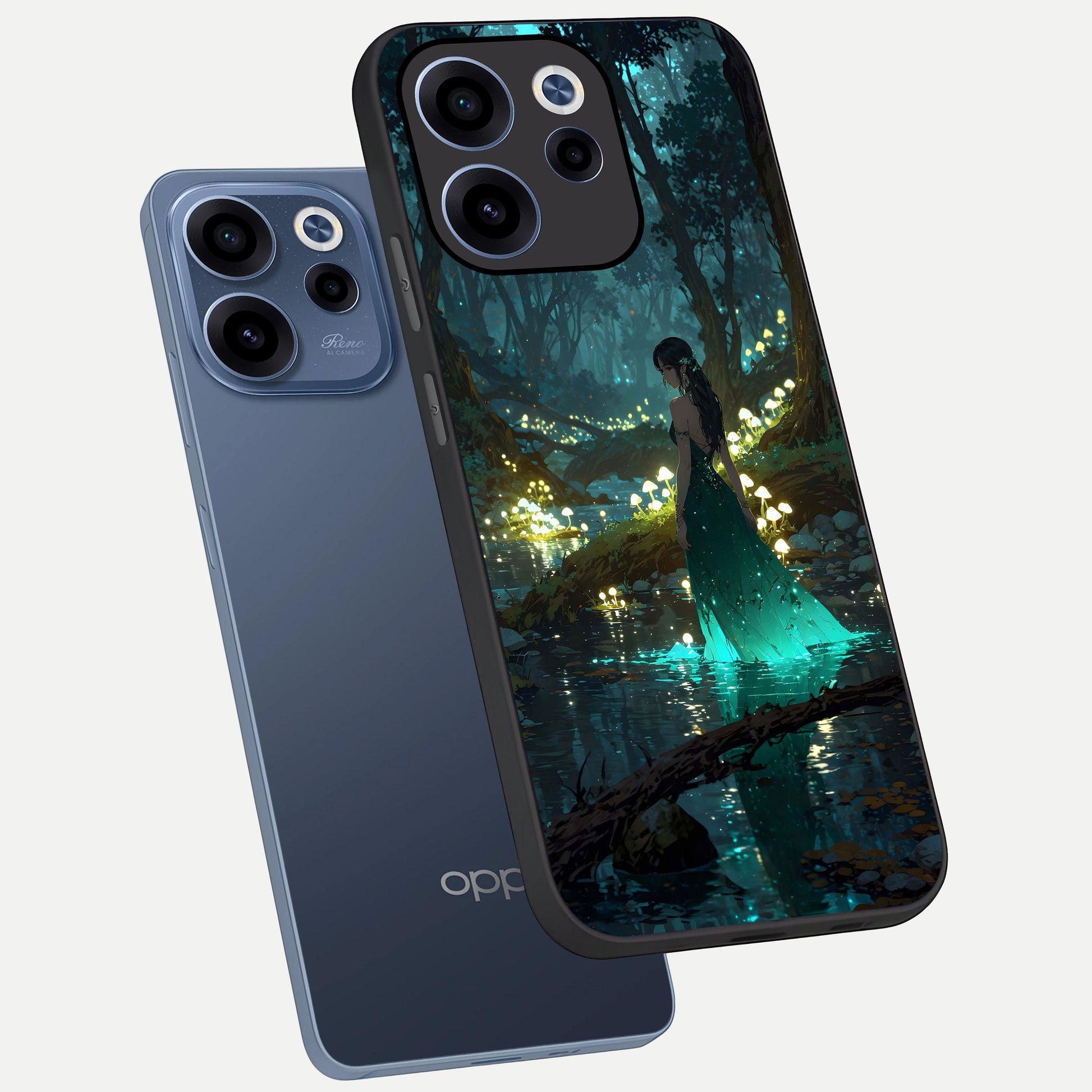  Enchanted Forest Glow phone case For Oppo Reno 15c showing premium glass back cover with detailed artwork