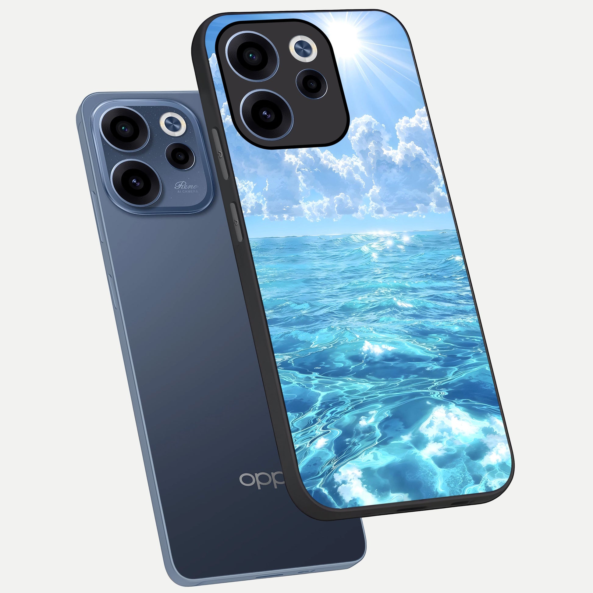  Endless Ocean Horizon phone case For Oppo Reno 15c showing premium glass back cover with detailed artwork