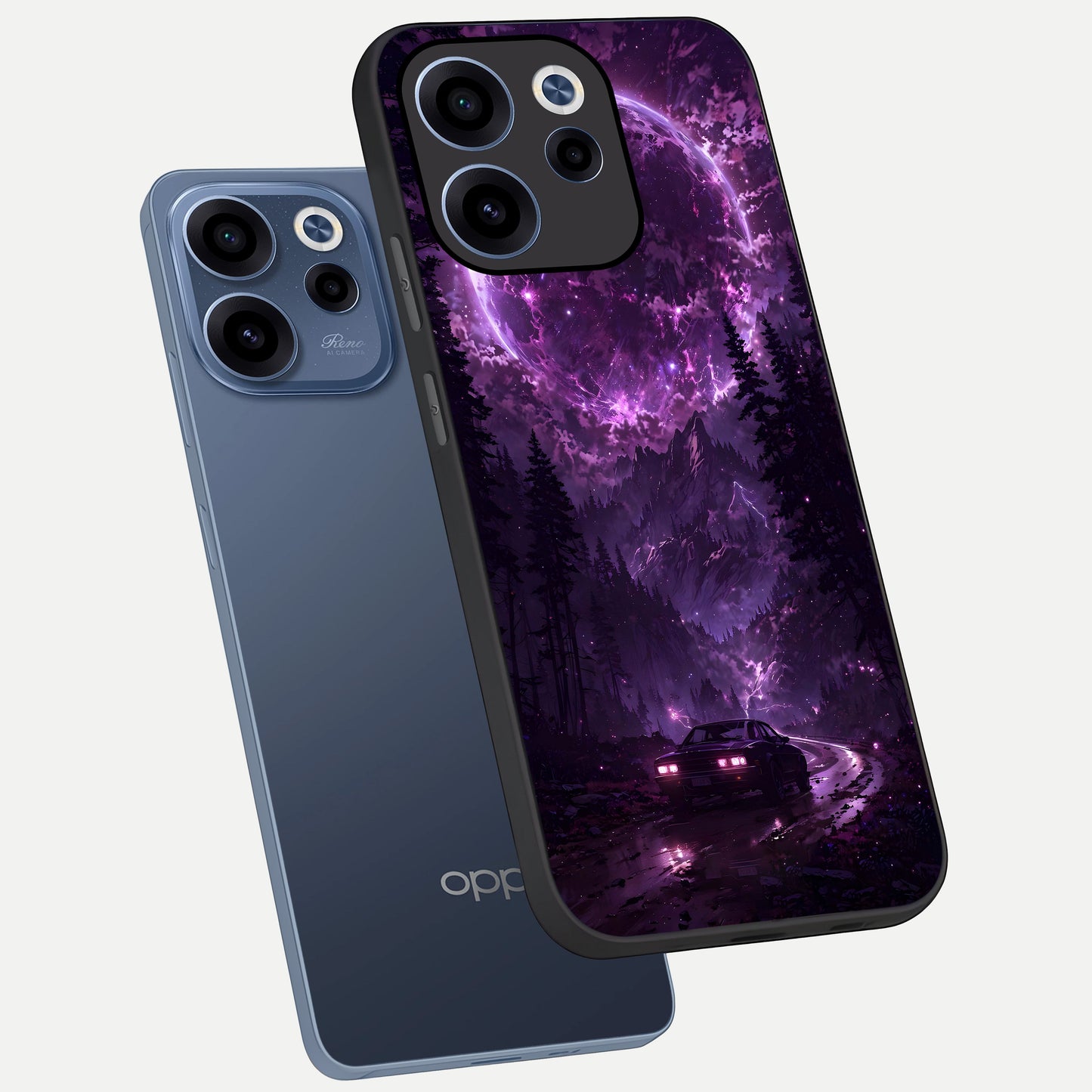  Eternal Cosmic Drive phone case For Oppo Reno 15c showing premium glass back cover with detailed artwork