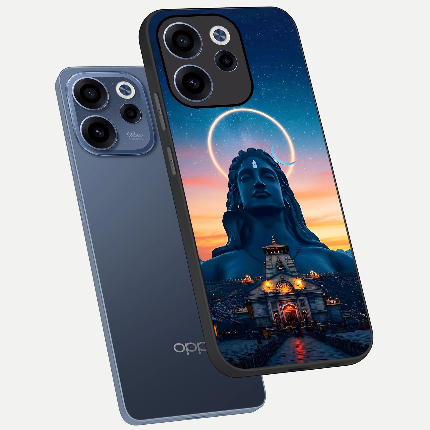  Eternal Shiva Aura phone case For Oppo Reno 15c showing premium glass back cover with detailed artwork