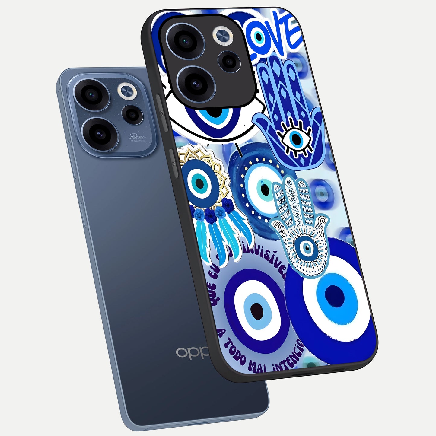  Evil Eyes Dream phone case For Oppo Reno 15c showing premium glass back cover with detailed artwork