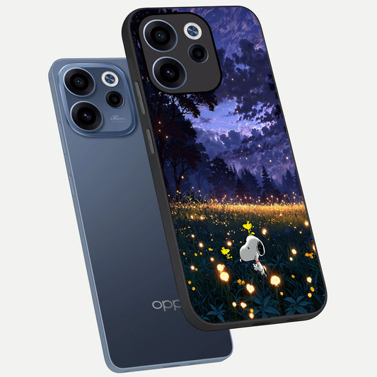  Firefly Meadow Magic phone case For Oppo Reno 15c showing premium glass back cover with detailed artwork