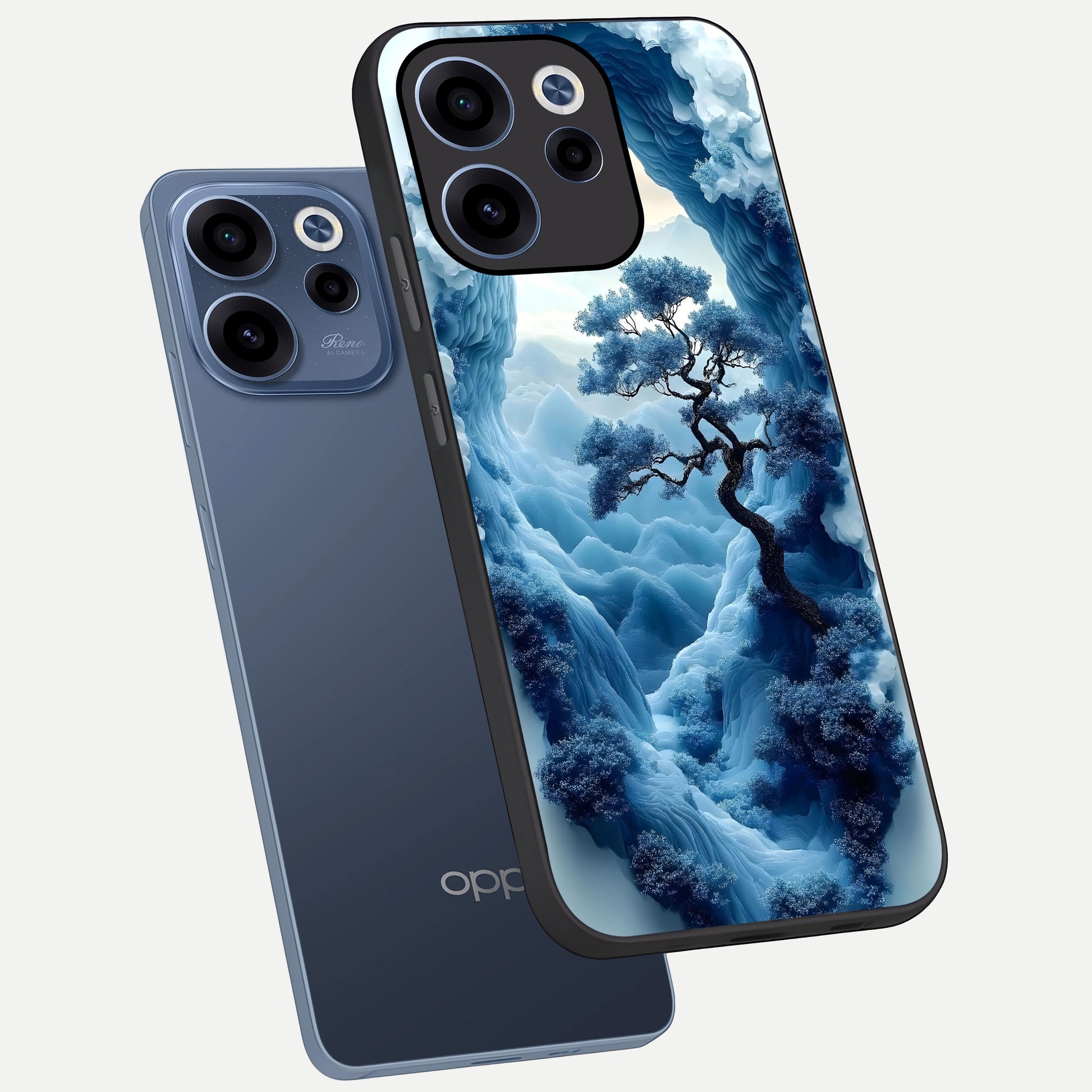  Frozen Serenity Gate phone case For Oppo Reno 15c showing premium glass back cover with detailed artwork