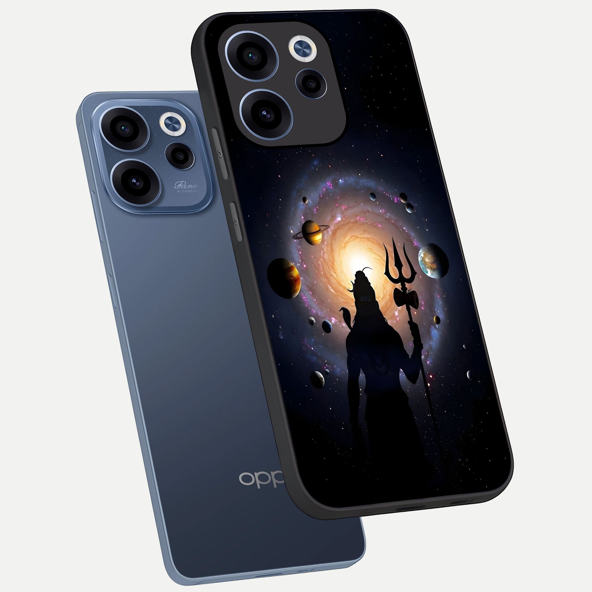  Galactic Shiva Vision phone case For Oppo Reno 15c showing premium glass back cover with detailed artwork
